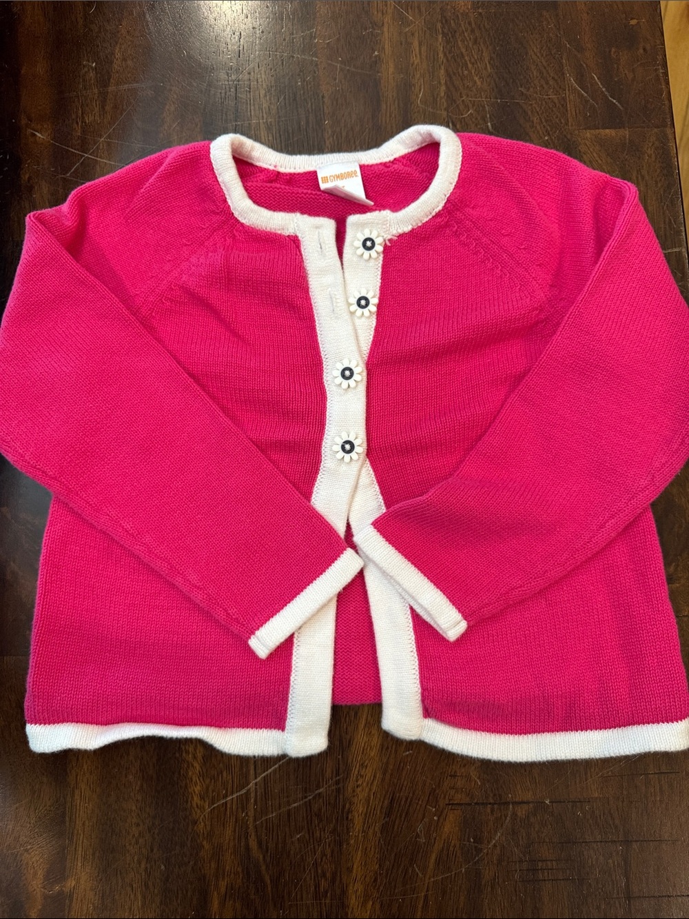 Gymboree Bright Pink Cardigan with White Trim
